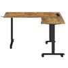 Ufurniture L Shaped Electric Standing Desk with Power Outlets Adjustable Corner Desk, Rustic Brown