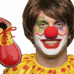 2Pcs Set Clown Nose + Large Shoes Circus Halloween Costume Fancy Dress Up Party Red