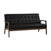 Modern Furniture TUCSON 3 Seater Sofa Walnut & Black PU Leather