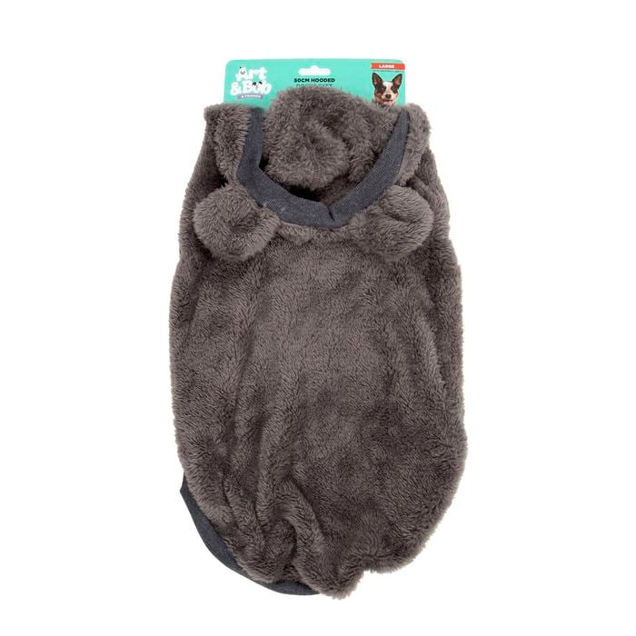 Art & Bob 50cm Grey Large Velvet Dog Hoodie