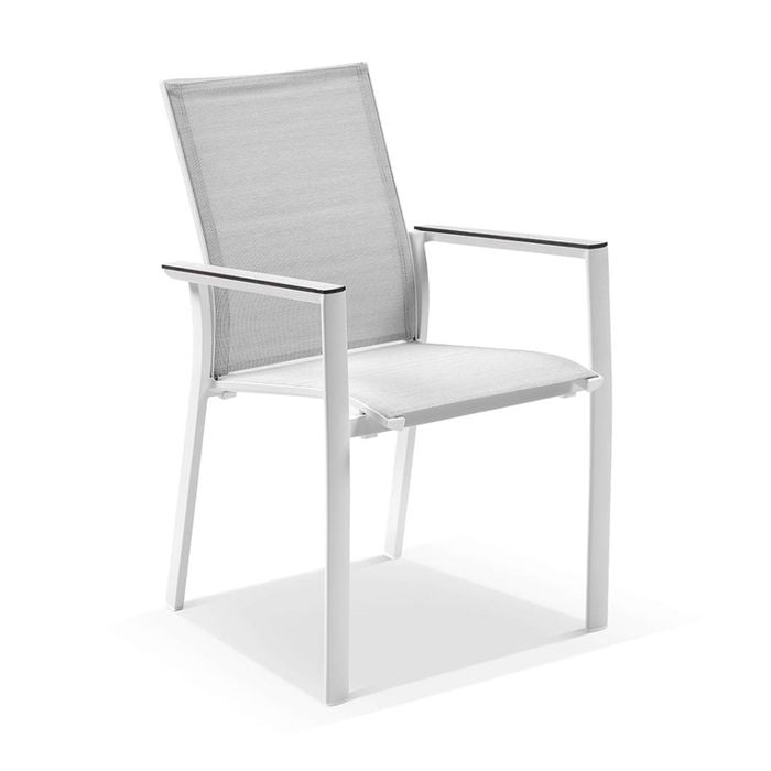 Patonga Outdoor Aluminium Sling Back Dining Chair Frost White