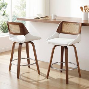 Homfurn Wooden Bar Stools Set Of 2 Swivel Kitchen Counter Stool Chair 60cm Seat Height