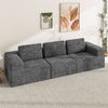 Advwin 265cm 3 Seater Sofa Chenille Fabric Modern Modular Sectional Couch No Assembly Foam Modular Sofa Deep Grey