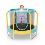 Costway 48" Kids Trampoline Exercise Rebounder w/Safety Enclosure Net Outdoor Jumping Fun Gift,Yellow