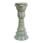 LVD Stoneware Ceramic Santos 33cm Pillar Candle Holder - Silver Grass