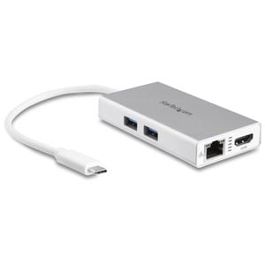Star Tech USB-C Multiport Adapter to 4K HDMI/Ethernet/USB 60W Dock f/ Laptop WHT