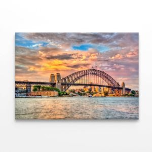 Sydney Harbour Bridge Sunset New South Wales  Print 100% Australian Made 90 x 60cm  (Stretched)