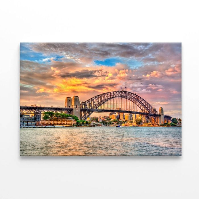 Sydney Harbour Bridge Sunset New South Wales  Print 100% Australian Made 90 x 60cm  (Stretched)