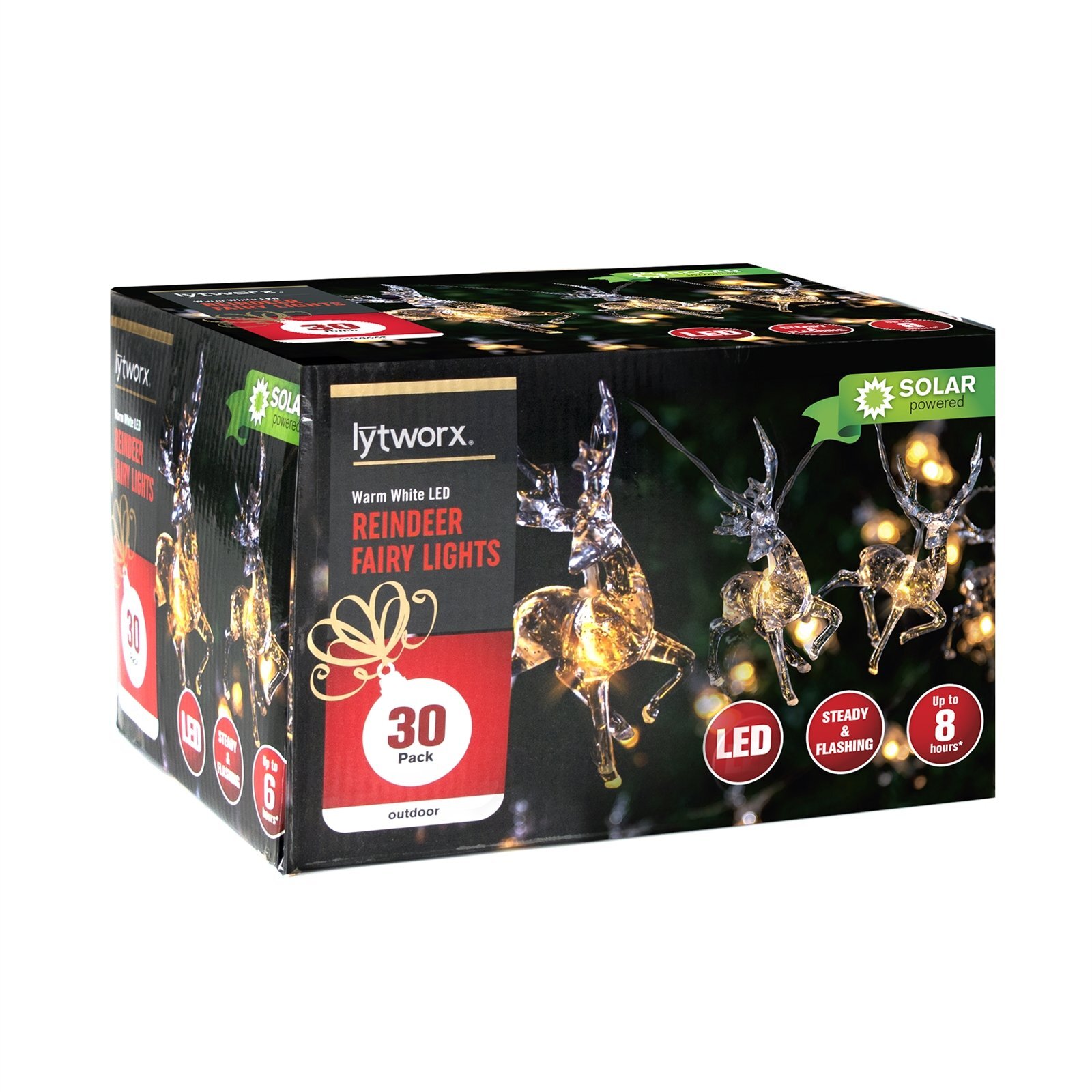 Lytworx Warm White LED Solar Kicking Deer Lights - 30 Pack