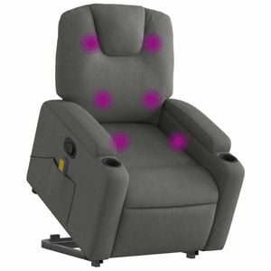 vidaXL Stand up Massage Recliner Chair Armchair Single Sofa Dark Grey Fabric