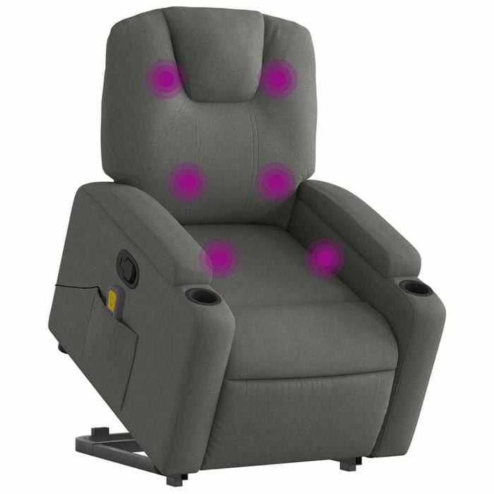 vidaXL Stand up Massage Recliner Chair Armchair Single Sofa Dark Grey Fabric