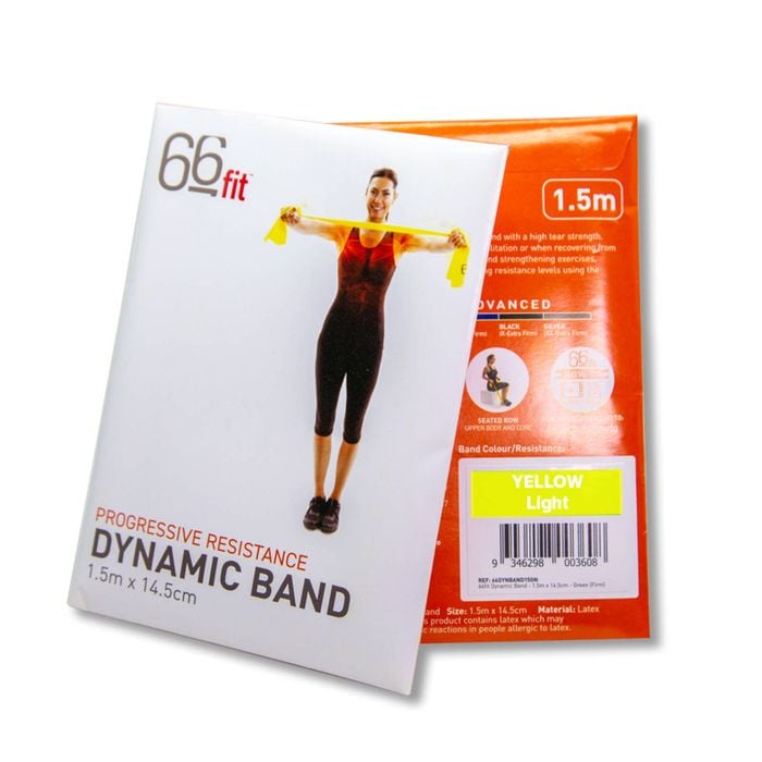 66fit Dynamic Exercise Resistance Band 1.5 Metre - Yellow - Light