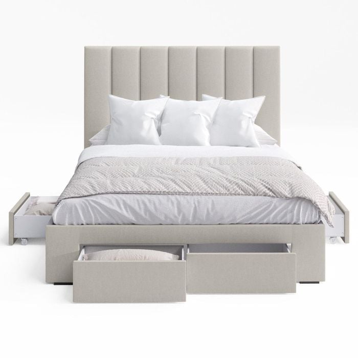 Celine Double Beige Four Drawers Storage Bed Frame