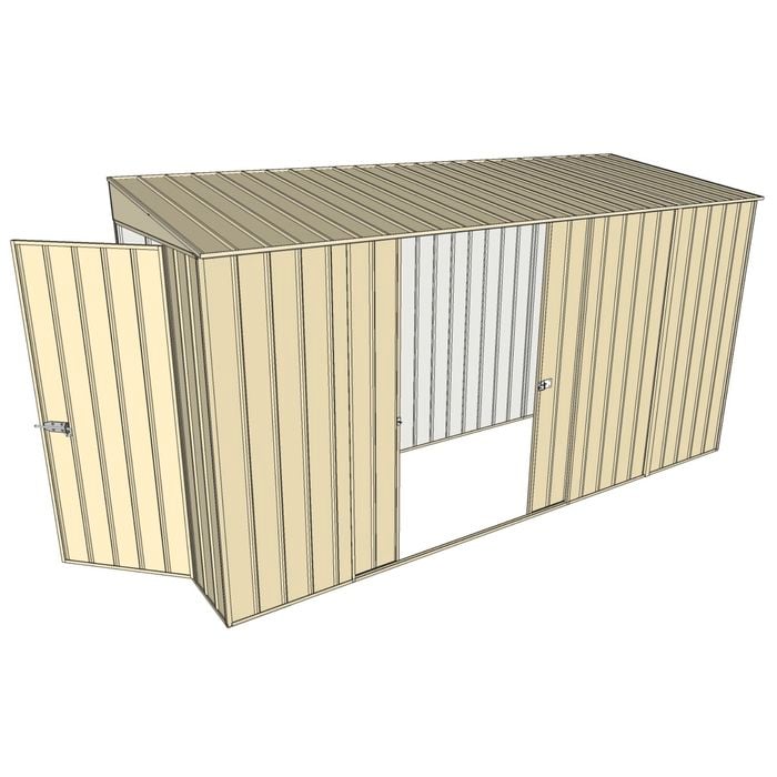 Build-A-Shed 1.2 x 3.7 x 2.0m Skillion Double Sliding Side Door Shed - Cream