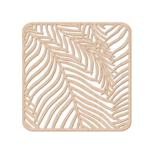 Nord Deco Wooden Coaster Kitchen Decor 10x10cm - Fern