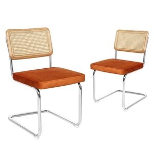 Levede 2PCS Replica Cesca Velvet Cantilever Dining Chairs Brown