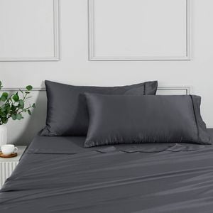 Dreamaker Matte Satin King Pillowcase Charcoal - Twin Pack