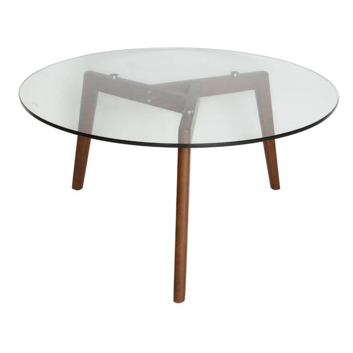 Sk Designer Living | Stad Round Glass Coffee Table - Walnut