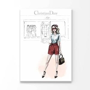 Red Stylish Girl Fashion Store Print 100% Australian Made 60x90cm (Stretched Canvas)