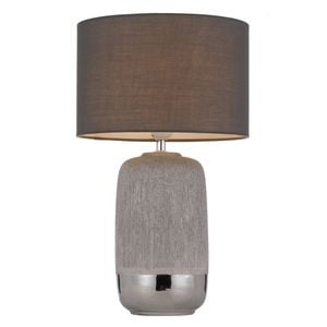 Telbix Misty Modern Table Desk Lamp Light Fabric Ceramic Silver Grey Sparkles