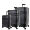 3pc Pierre Cardin Travel Hard Shell Case CABIN/MED/LRG Suitcase Set Luggage BLK