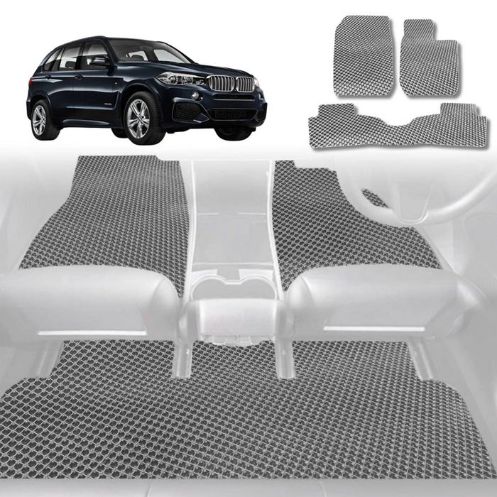 6D Diamond Car Floor Mats for BMW X5 2007-2013-Full Set-Grey-Outback GT