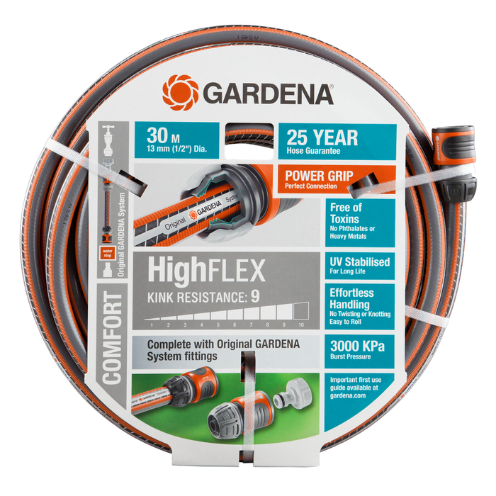 GARDENA 13mm x 30m HighFLEX Fitted Garden Hose
