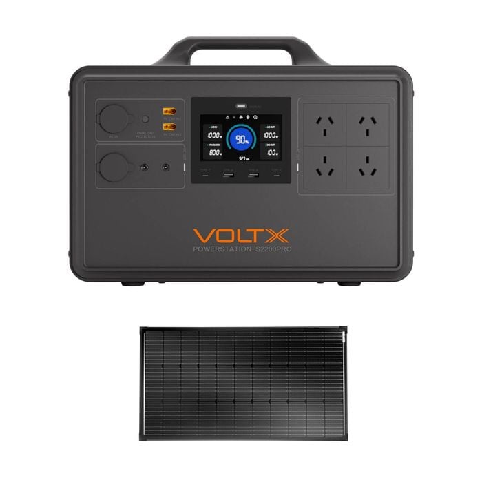 Voltx 2400w 2240wh Portable Power Station + 100w Fixed Solar Panel – Solar Generator Kit For Camping, Rv & Home Backup