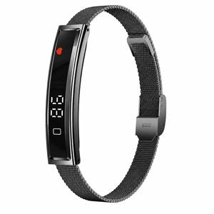 Smart Bracelet Fitness Tracker Heart Rate Monitor Ip68 Waterproof Sports Smart Watch For Android & Iphone Mesh Black