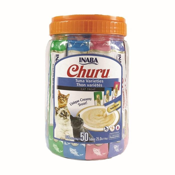 Inaba Churu Creamy Puree Tuna Varieties Tub Cat Treat Tubes 50 Pack 700g