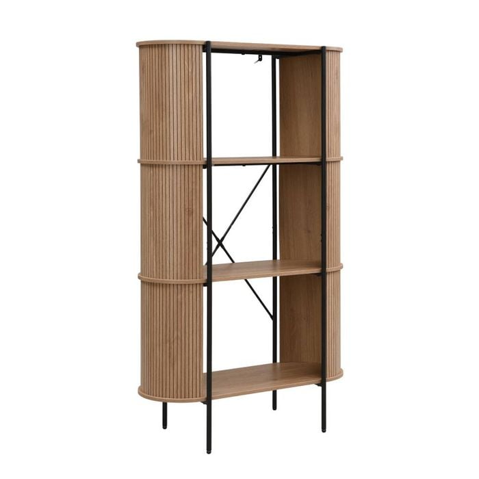 Mia Bookcase Open Shelving 3 Tier Oak and Black