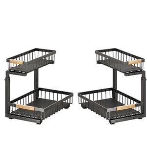 CARLA HOME Set 2 pcs - 2-Tier Kitchen Under Sink Organiser Storage with Height Adjustable