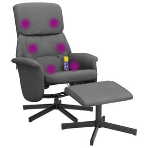 vidaXL Massage Recliner Chair with Footstool Armchair Office Dark Grey Fabric