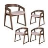 Mattia 4pc Set Dining Chair Mauve Pink Fabric Seat Walnut