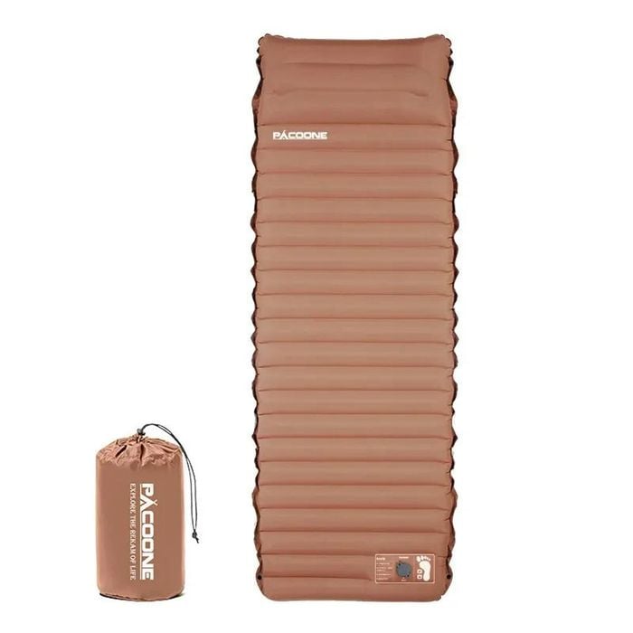 NNEOBA Ultralight Self-Inflating Sleeping Pad 10cm Thick Camping Air Mattress Khaki