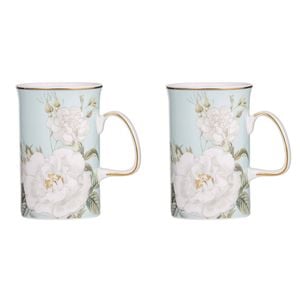 2pk Ashdene Elegant Rose Fine Bone China 11.5cm Coffee Mug - Mint