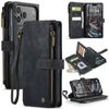 CaseMe C30 For Apple iPhone 18 Pro /17 Pro Vintage Leather Folio Zipper Wallet Case and 7 Card Slots (Black)