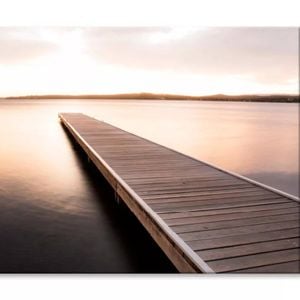 Wooden Pier On Sunrise View  Print 100% Australian Made 150 x 100cm  (Stretched)