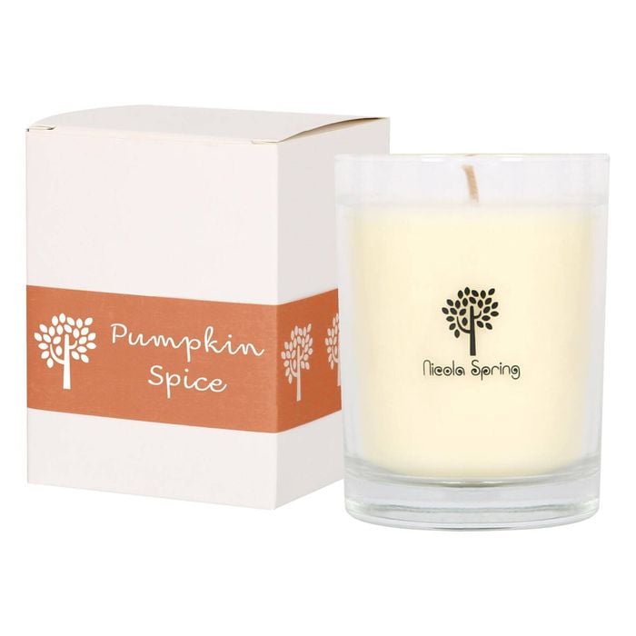 Nicola Spring 160g Soy Wax Scented Candle - Pumpkin Spice - 28 Hour Burn Time Relaxation Aromatherapy Gift Ready Jar Candle