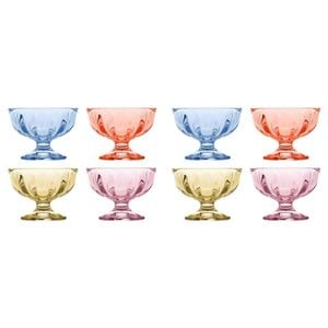 2x 4pc Porto Soda Lime Glass Dessert Icecream Cups 130ml Citron, Ruby, Sky, Rose
