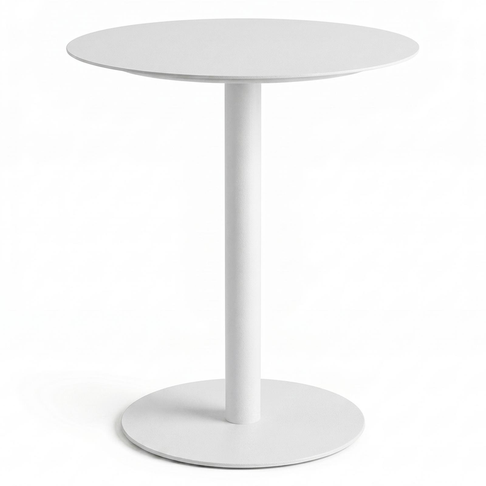 Nordhavn White Metal Round Side Table | Patio Poolside Outdoor Indoor Café Areas