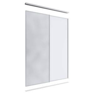 Lugna 2400 x 1201-1800mm Clear Anodised 1 Mirror 1 Melamine Wardrobe Double Sliding Doors