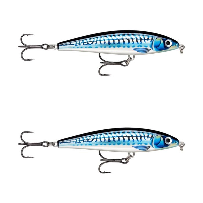 2x Rapala 10cm X Rap Magnum Prey Lipless Hard Body Fish Lures - HD Sil Blu Mack