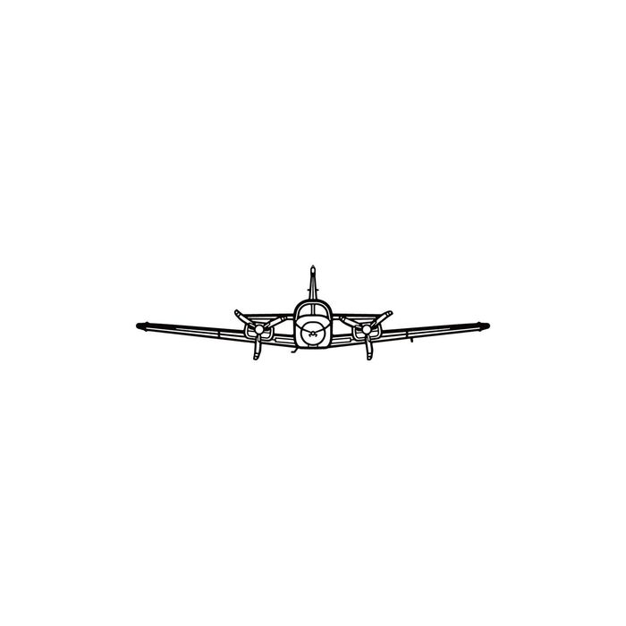 Ignite Laser Beechcraft B55 Baron - Twin-Engine Light Aircraft Silhouette Metal Wall Art Rustic Metal 15.7 inch - 40 cm