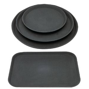 Olympia Non-slip Trays Kristallon Polypropylene Black 12 Pack Serving Trays