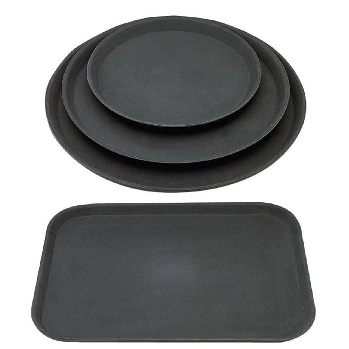 Olympia Non-slip Trays Kristallon Polypropylene Black 12 Pack Serving Trays