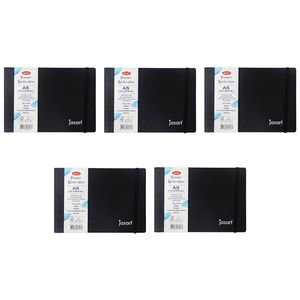 5x Jasart Voyager A5 Watercolour Journal W/ Band Writing Stationery 200gsm Black