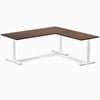 Desky Fixed Height Red Walnut Rubberwood L-shape Office Desk 1800x1750mm White Frame