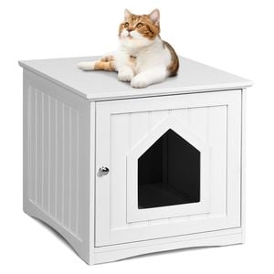 Costway Wooden Side Table Living Room Bedroom White