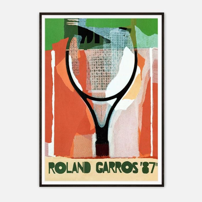 Galrie Vintage Roland Garros 1987 Tennis Poster -Iconic Sports Art Print for Collectors, Black Frame, A2 42 x 60cm (16 x 24inch)